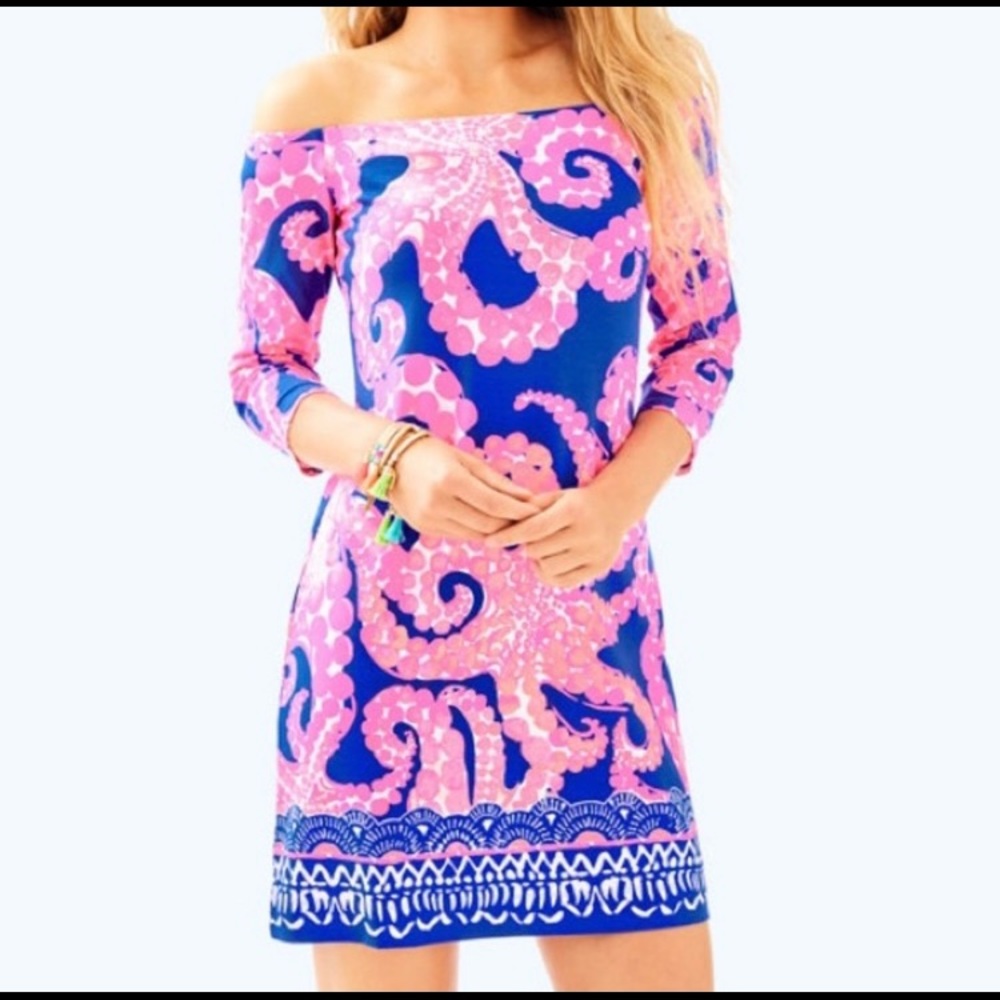 Lilly Pulitzer Laurana Ikat Blue Dress Size 00 Brand New with Tags